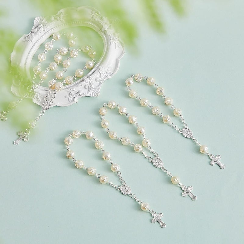 Jadive 30 Pieces Mini Rosaries Baptism Rosary Beads Finger Baptism Rosaries Bulk with Organza Bags for First Communion Christening Weddings Party Favors - Image 4
